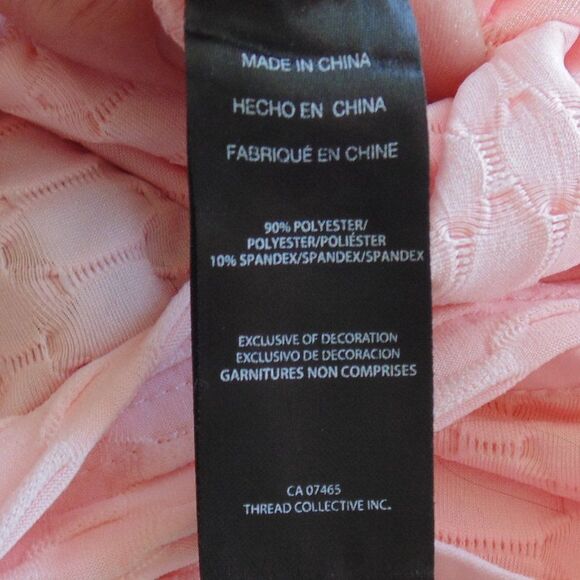 BEBE Top, S, Pink Textured Activewear, Rhinestone LOGO, Keyhole, Short sleeves - Picture 11 of 12